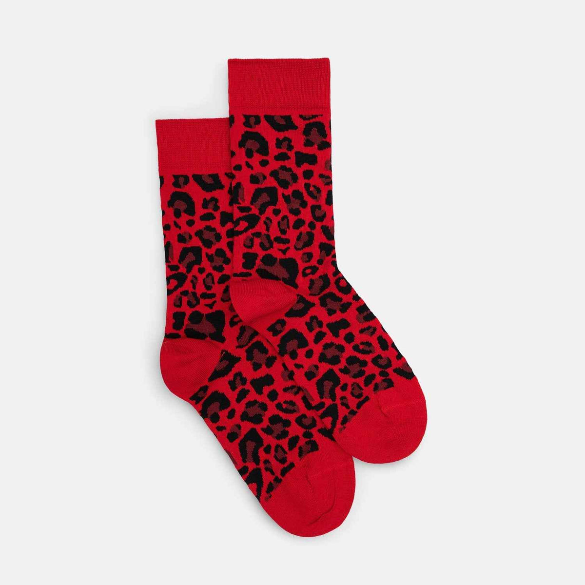 Leoparden Socken rot: Rote Tennissocken mit schwarzem Leopardenmuster - Natural Vibes Clothing