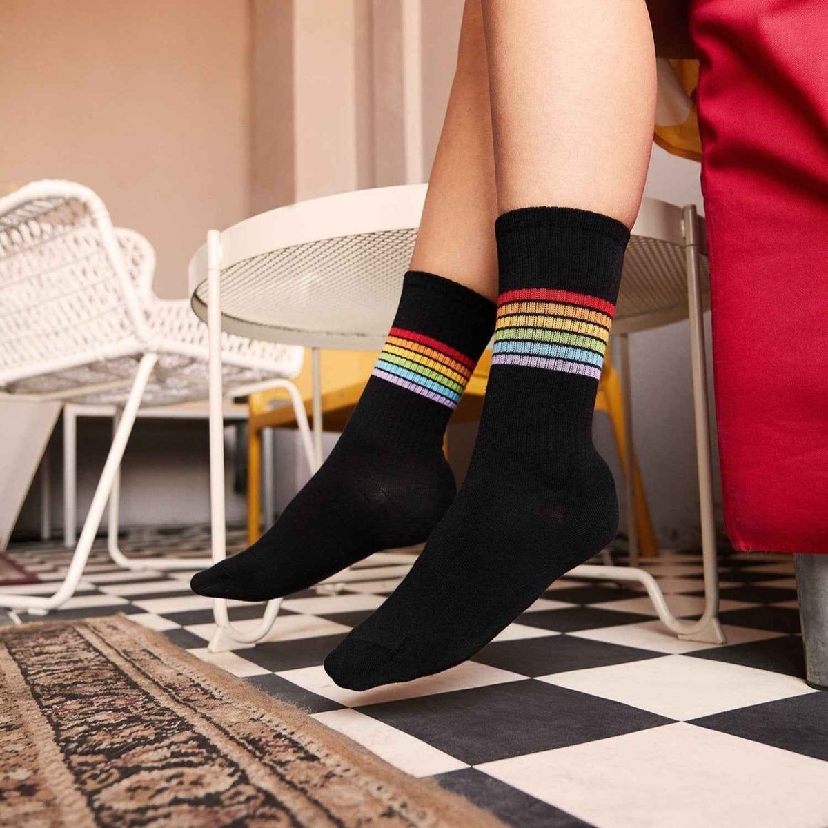 Rainbow Tennissocken schwarz (3er Pack)