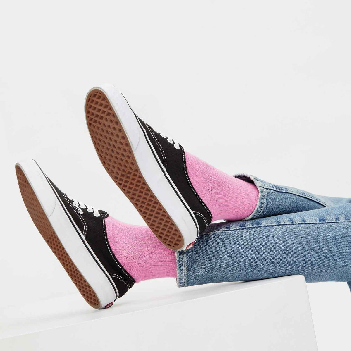 Gerippte Socken rosa