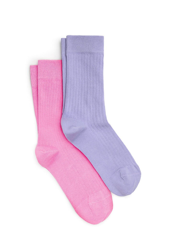 2 - Pack Gerippte Socken Pastell (1 x pink, 1 x lila)) - Natural Vibes Clothing