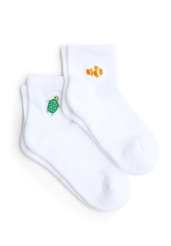 2 PACK SOCKEN BIO MID CUT FISH TURTLE - Natural Vibes Clothing