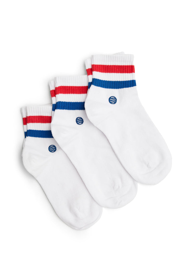 3 Paar Crew Retro Socken White - Natural Vibes Clothing