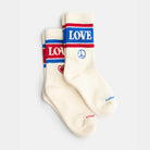 Peace & Love Tennissocken Set (2er Pack) mit naturweißen Bio-Tennissocken, Peace-Zeichen-Stickerei und Herz-Stickerei – Natural Vibes Clothing
