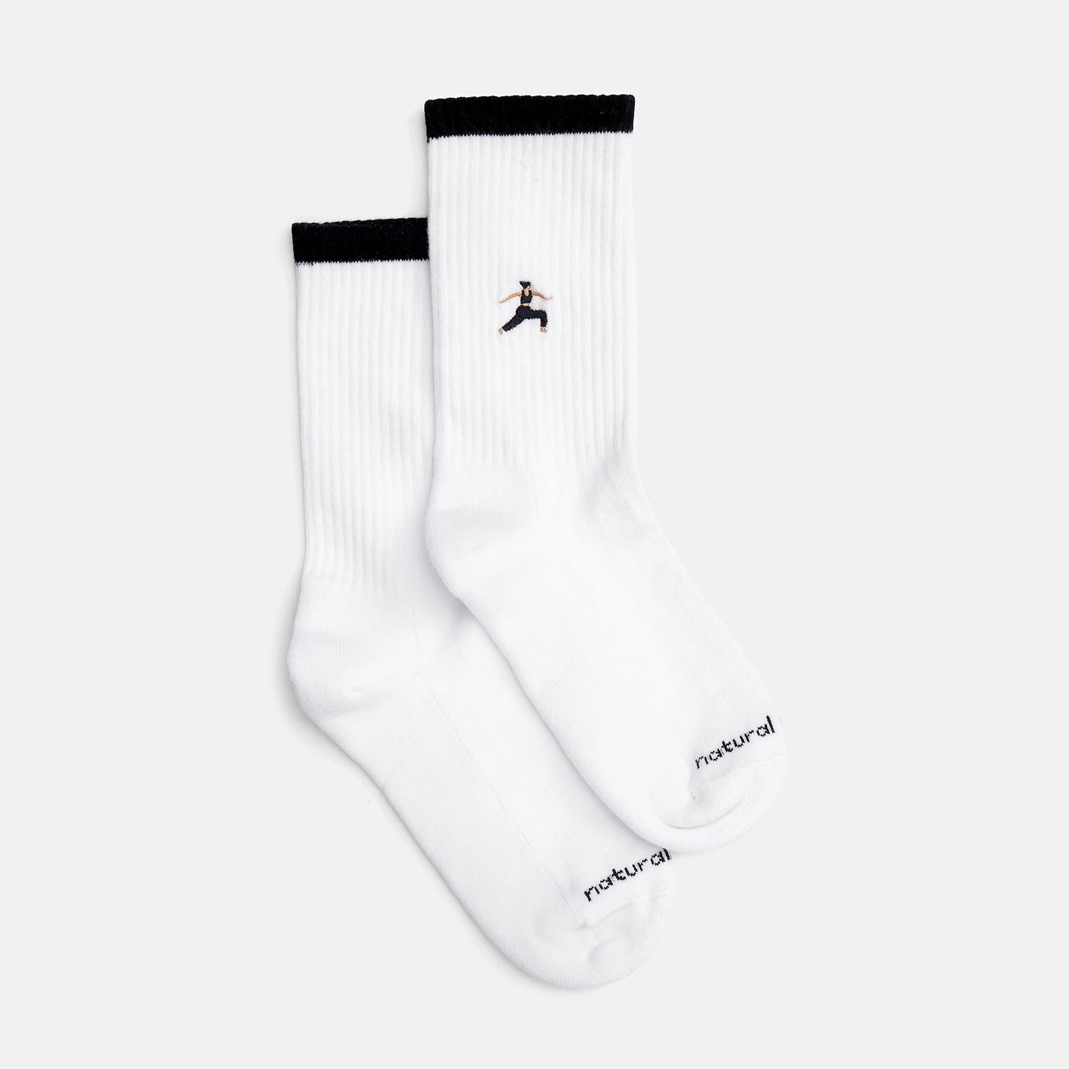 Bio-Tennissocken "Warrior" mit Yoga-inspirierten aufgesticktem Design am Schaft  – Natural Vibes Clothing