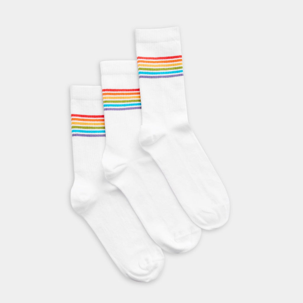 Rainbow Tennissocken Weiß (3er Pack) - Natural Vibes Clothing