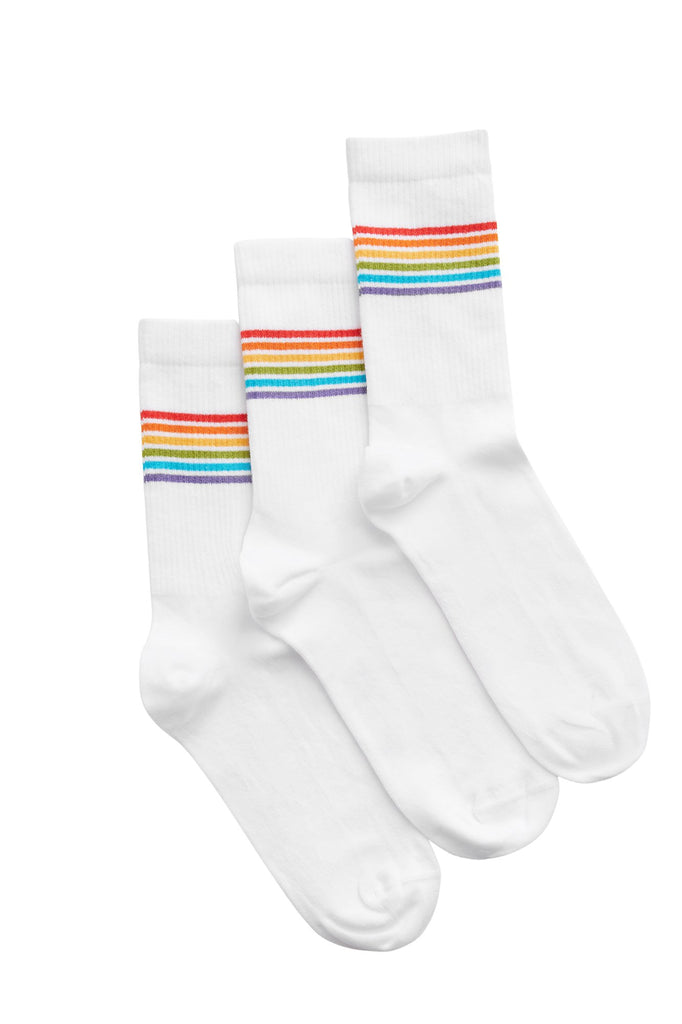 3 PACK stripes Tennis Socken white - Natural Vibes Clothing